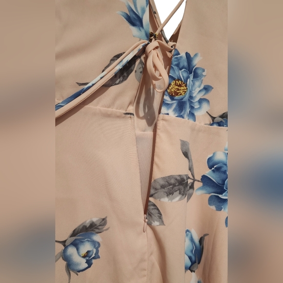 Lulus Garden Walk Blush Pink Floral Print Lace-Up Skater Dress | Woman's S | - Picture 8 of 10